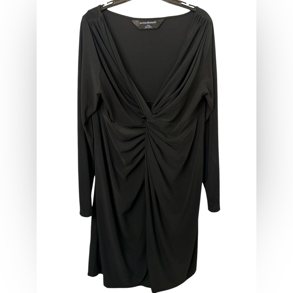 NORMA KAMALI Black Long Sleeve Sheath Dress Ruched Women’s Size XL NWOT